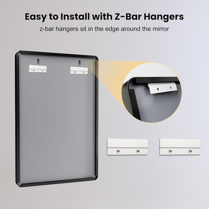 LOAAO Black Metal Framed Bathroom Mirror - 30x36 Inch Matte Black Vanity Mirror | Anti-Rust, Tempered Glass, Versatile Hanging Options