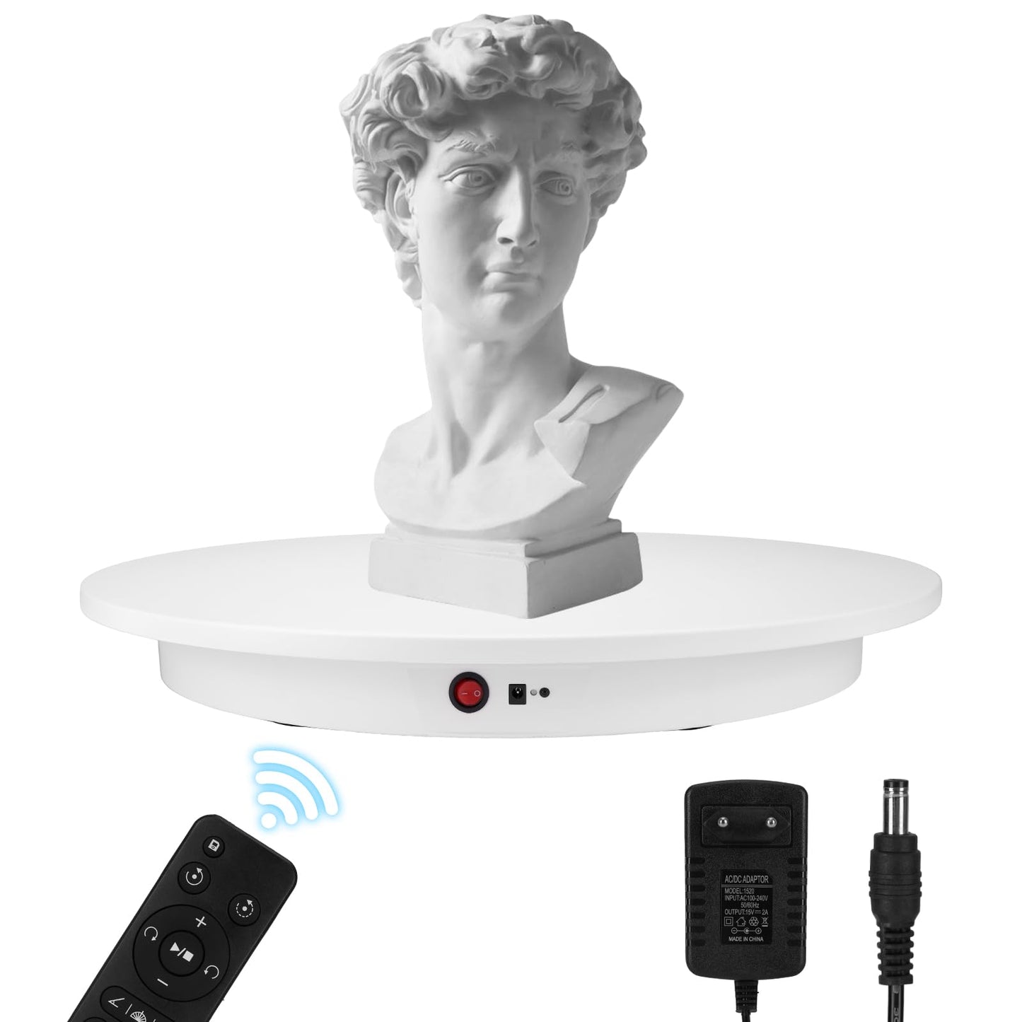 Motorized Rotating Display Stand, Angle Speed Adjustable Electric Rotating Turntable, 360 Degree 330 Lbs Load Auto Rotating Platform for Photography Big Size Products Display Video Show, Wired White