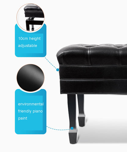 SDdPulse Leather Piano Bench Wooden Luxury Piano Bench,Soft Genuine Leather Piano Stool,with Waterproof Cushion and Strong Solid Wood Frame,200Kg Load Capacity,84 X 47 X 49-59Cm,Teak