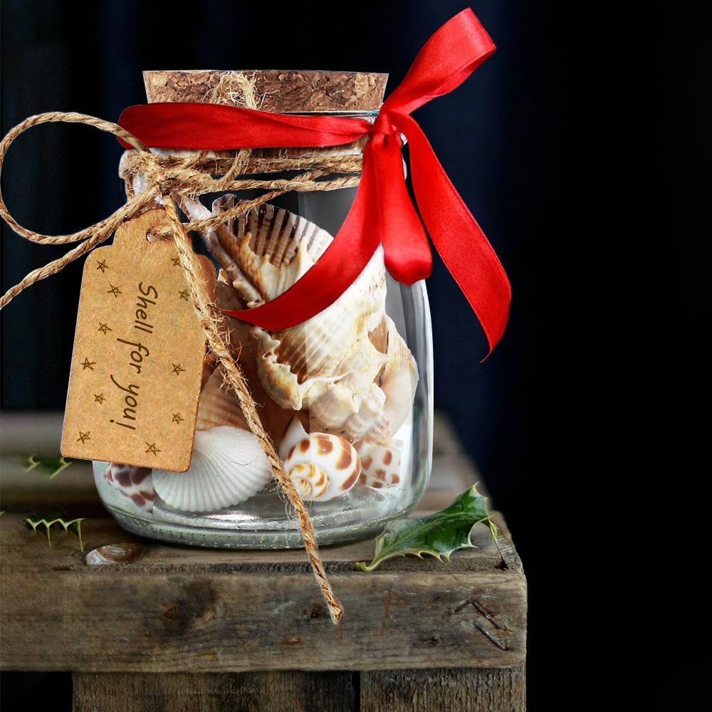 7oz 20 Pack Folinstall Small Glass Jars with Cork Lids, Yogurt Container with PE Lids for Candy, Cake, Pudding, Yogurt
