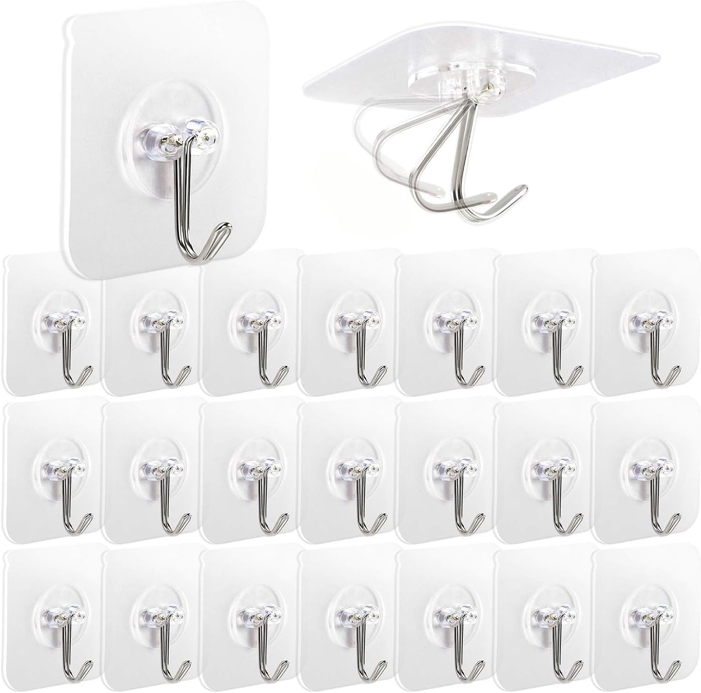 AROIC 58 Packs Adhesive Hooks for Hanging - Heavy Duty Self Adhesive Wall Hooks 20 lbs (Max)