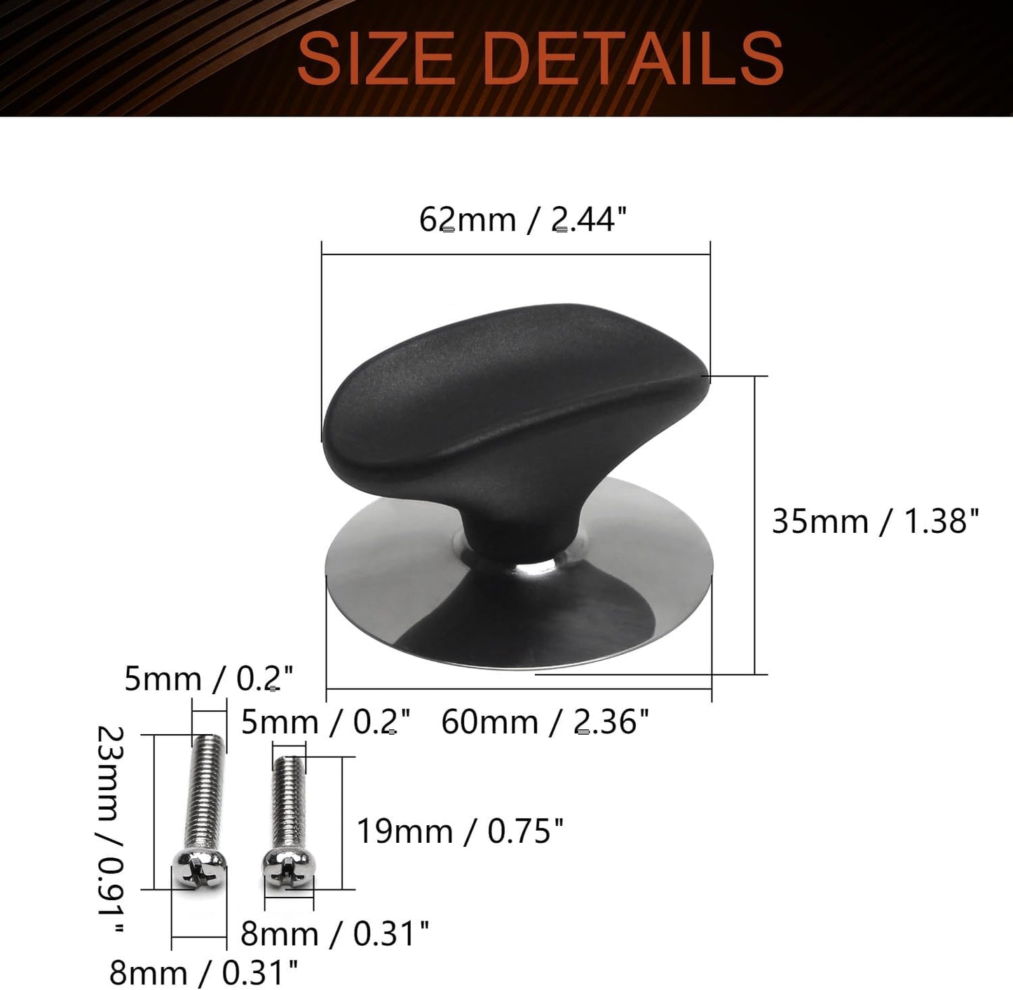 MroMax Universal Pot Lid Cover Knob Handle, Replacement Knob for Kitchen Cookware, Black Leaves, 5Pcs