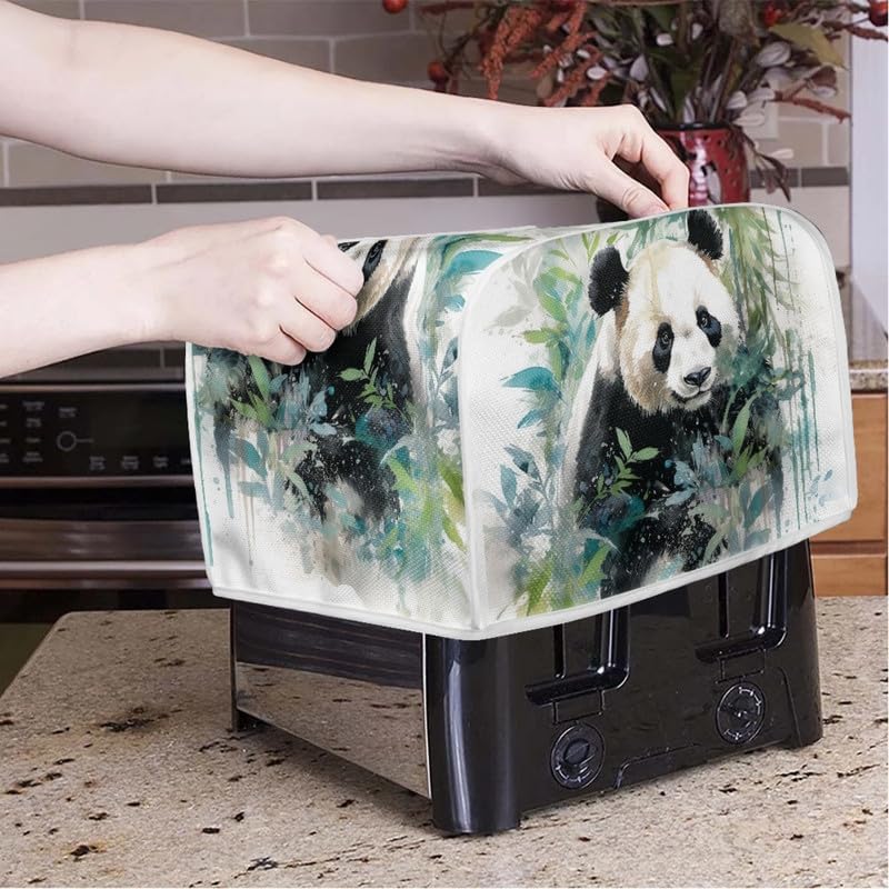 Toaster Cover for 4 Slice, Watercolor Panda Bamboo Dustproof Bakeware Protector, Small Kitchen Appliance Covers