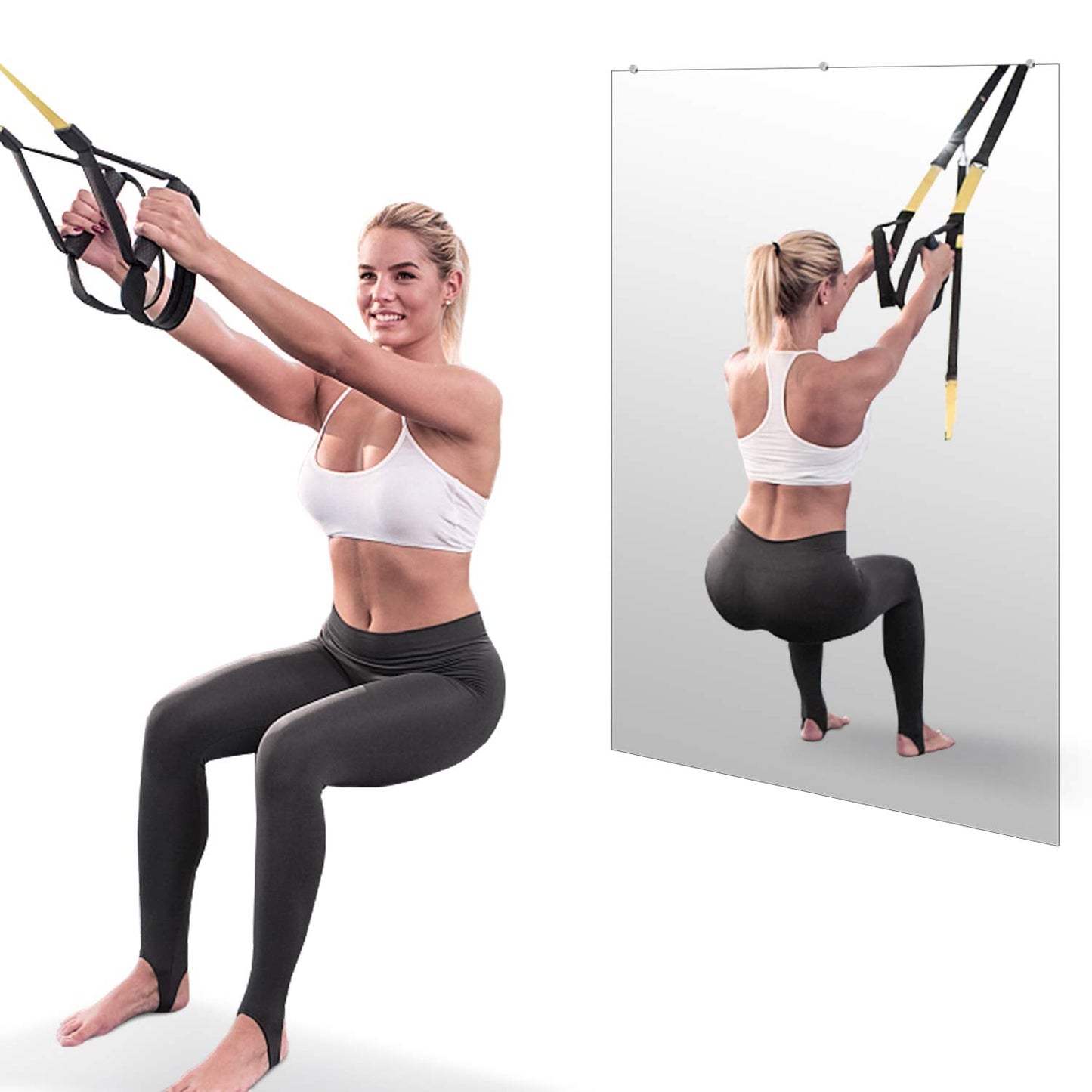 Trico-op Wall-Mounted Gym Activity Mirror for Gymnastics, Yoga, Fitness, Dancing-48”x32” (3)