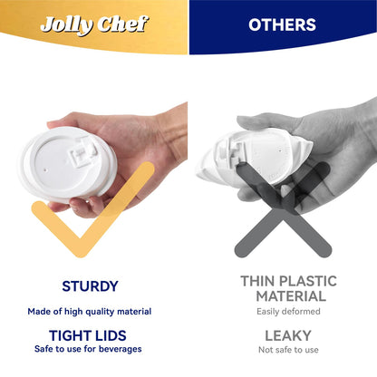 JOLLY CHEF 12oz Paper Coffee Cups 100 Pack, Disposable To Go Coffee Cups with Lids, Sleeves and Stirrers for Christmas