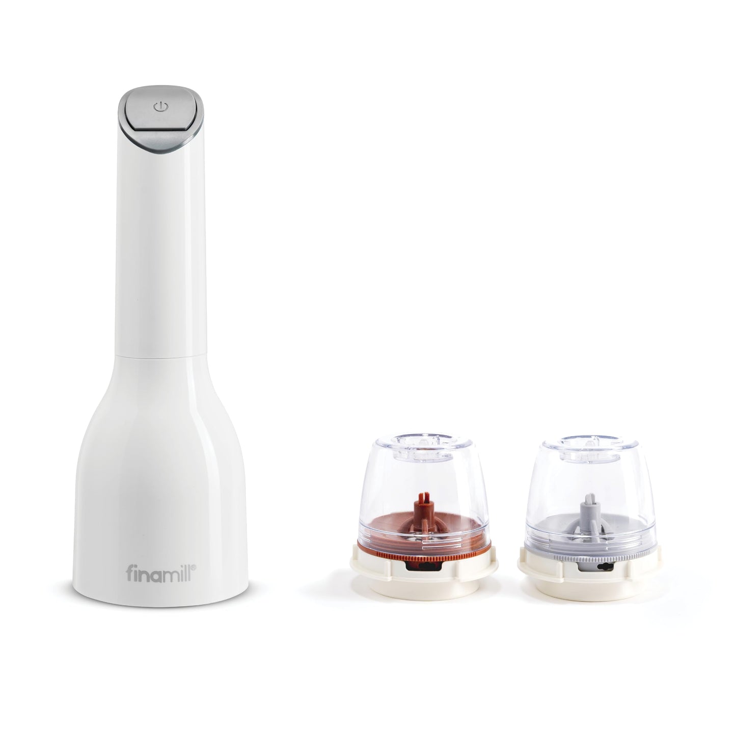 FinaMill Classic Battery Spice Mill – Battery Operated Salt and Pepper Grinder Set, Includes 2 Interchangeable Spice Pods, Adjustable Coarseness, Ceramic Grinder, LED Light, Home and Kitchen Gift Set
