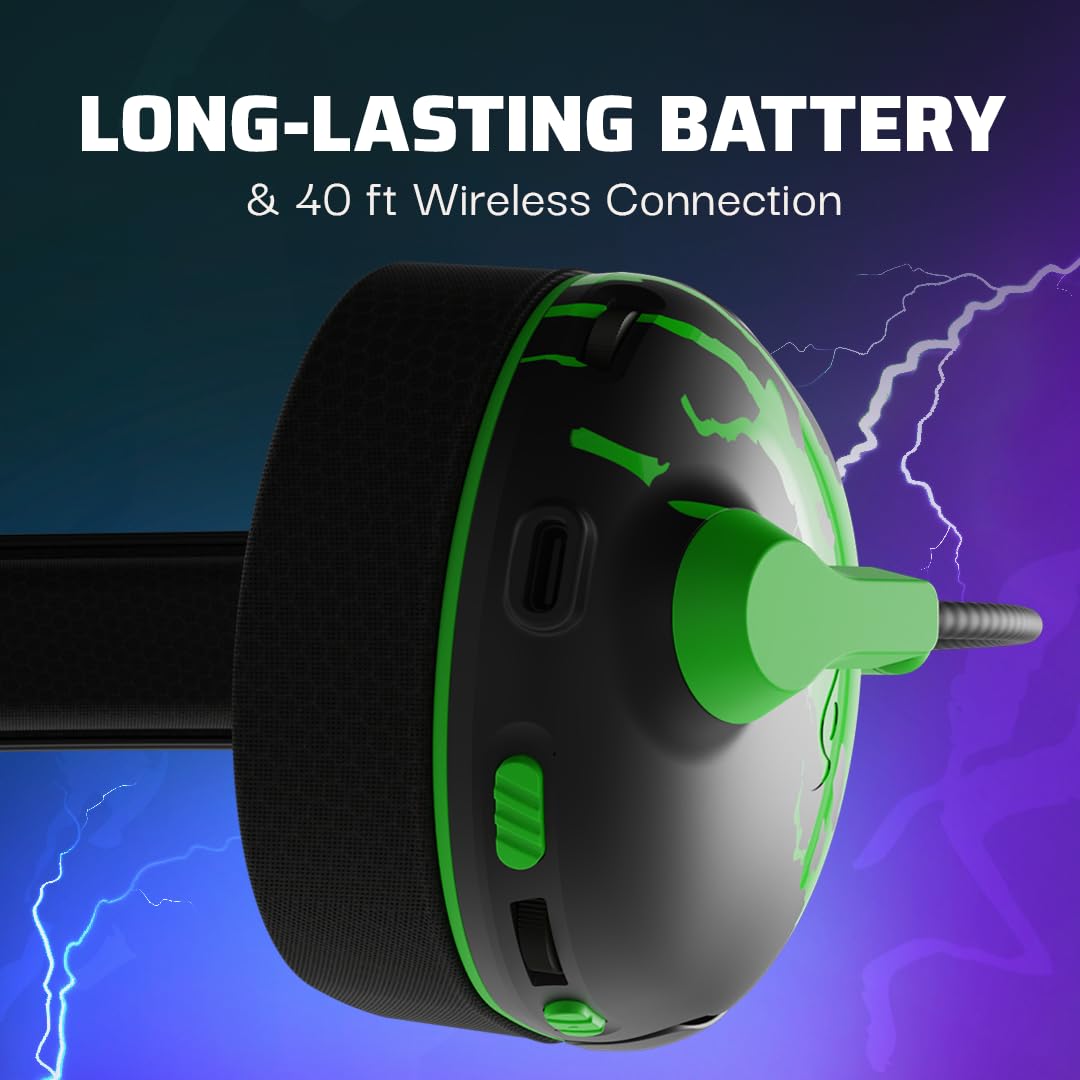 PDP AIRLITE Glow Pro Wireless Headset: Jolt Green - Xbox Series X|S, Xbox One, & Windows 10/11