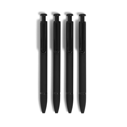 U Brands Midnight Monterey Ballpoint Pens, 4 Count, Black Soft Touch, Painted Black Details, Bold (1.0 mm) Point, Black Ink