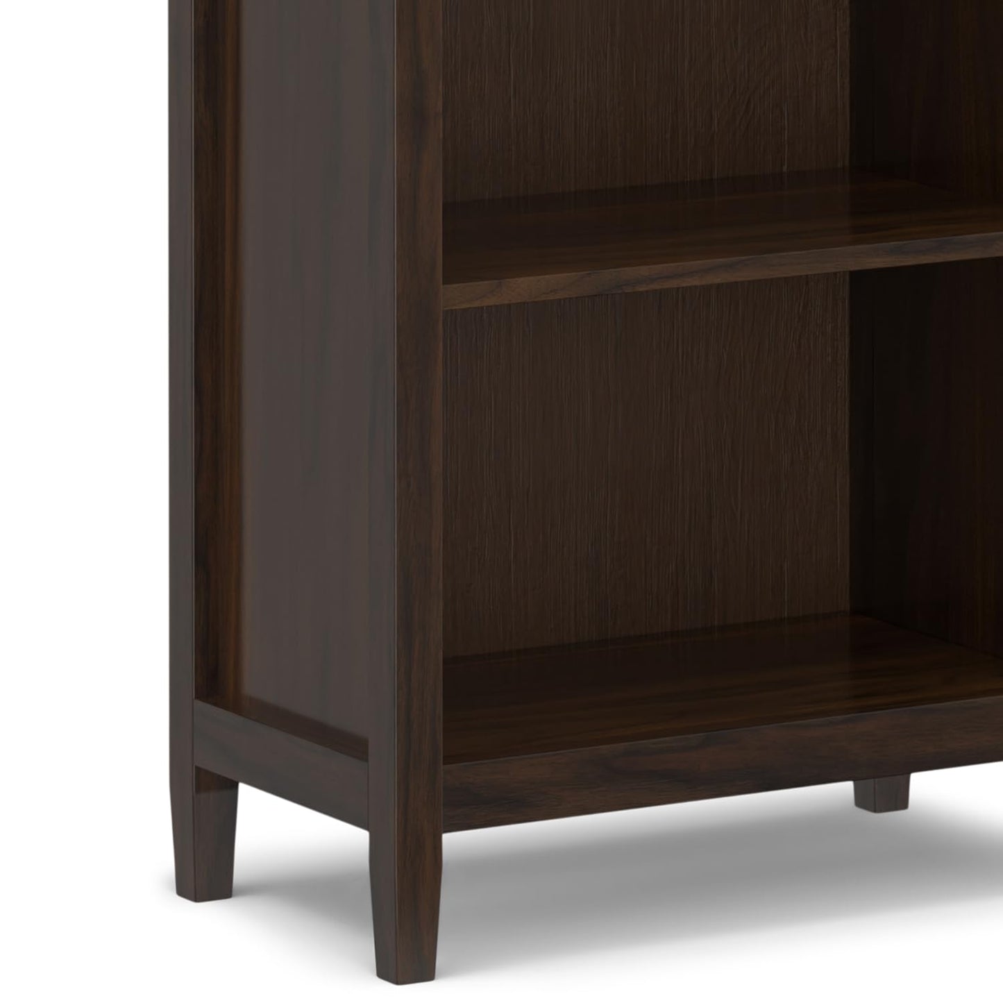 SIMPLIHOME Warm Shaker Bookcase - 72 inch Tall 5-Shelf Solid Wood Bookshelf in Tobacco Brown, Transitional Storage for Living Room, Study Room or Office with Adjustable Shelves and Tapered Legs