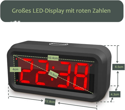 Digital Alarm Clock, Small Wall Clock, Battery Operated with 1.2" LED Large Display, for Bedroom/Desk