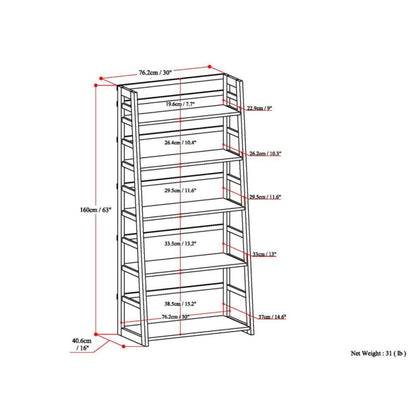 Hassyee Industrial Design Ladder Shelf Storage Rack Bookcase, Transitional Style Multipurpose 5-Tier Bookshelf for Living Room, Home Office, Kitchen, Bedroom