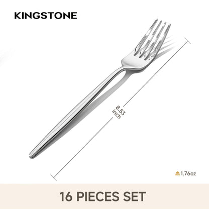 KINGSTONE 16-Piece Dinner Forks Set (8.5"), Food Grade 18/10 Stainless Steel Forks Silverware, Metal Salad Fork for Home and Kitchen, Weddings, Party, Restaurant, Mirror Polished & Dishwasher Safe
