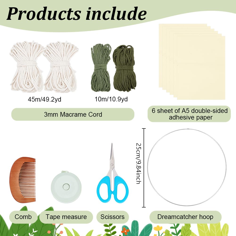 ORIGACH DIY Macrame Tree of Life Wall Hanging Kit Handmade Boho Leaves Tapestry Macrame Kit for Beginner Adults with Step by Step Instruction Macrame Wall Decor for Living Room, Green