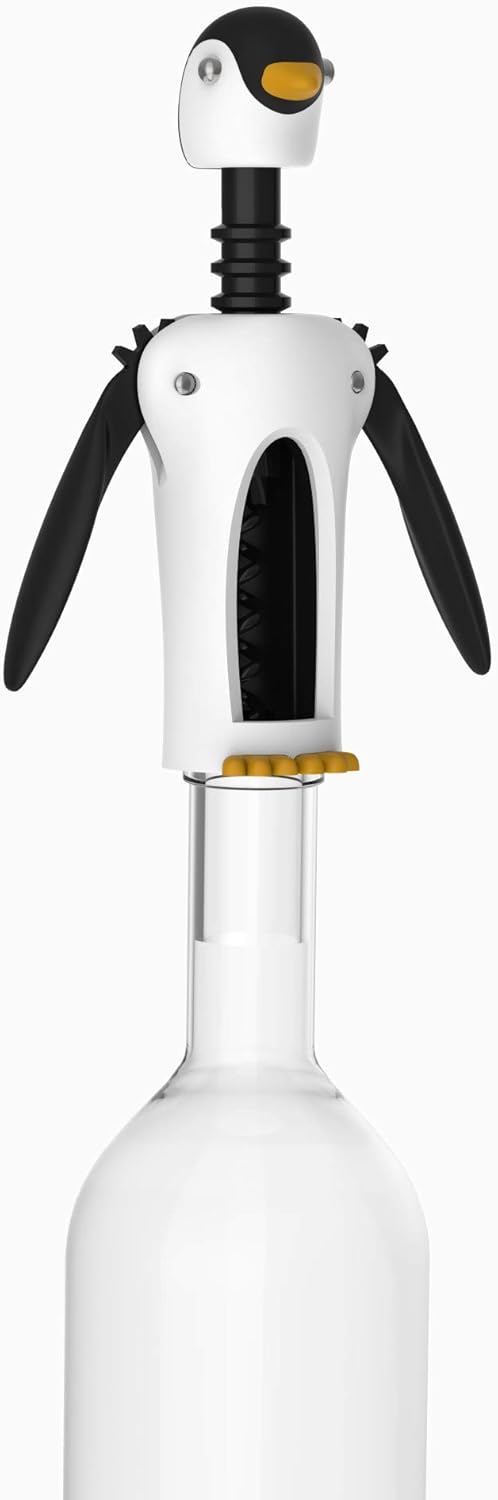 True Zoo Multicolor Winged Penguin Corkscrew, Soft-Touch Wine Bottle Opener Kit, 8.25"