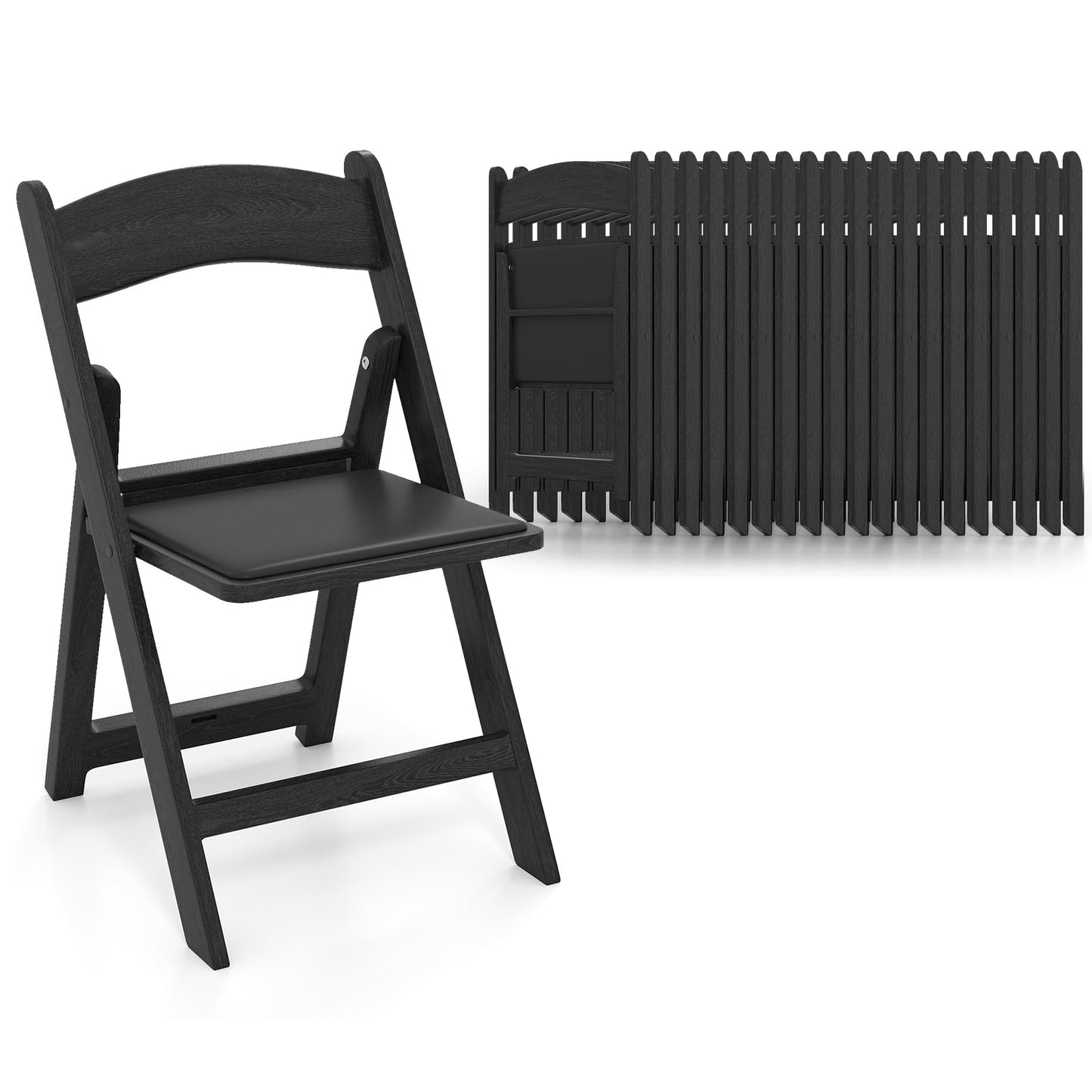 Giantex 20-Pack Folding Chairs, Portable Resin Event Chairs with Padded Seat, All-Weather Resin Frame, 1100 lbs Static Capacity, Lightweight Foldable Chair for Office, Wedding, Party, Outdoor