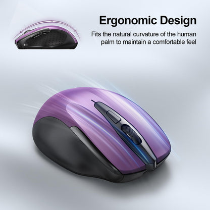 TECKNET Wireless Mouse (BT5.0/3.0 & 2.4G) Rechargeable 4800 DPI Silent USB A & Bluetooth Mouse 6 Buttons, Wide Compatibility - Grey