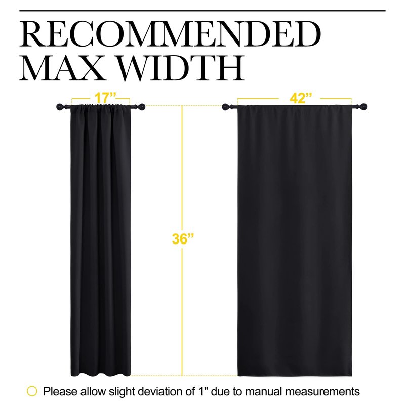 NICETOWN Short Curtains 36 inches Long, Black Out RV Bunk Panels, Kitchen Window Curtains Over Sink, Thermal Insulating Blackout Drapes/Draperies for Small Window (2 Panels, 42 inches Wide)