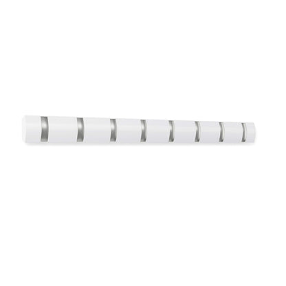 Umbra Flip Wall-Mounted Coat Rack with 8 Hooks – Modern, Space-Saving Storage for Hats, Jackets, Bags, Entryway, Mudroom, Closet, Bathroom, Bedroom – White/Nickel