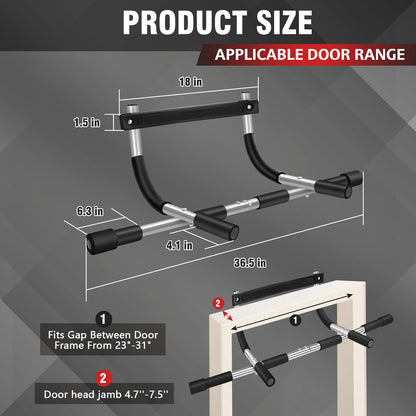 TOPOKO Upgrade Pull Up Bar for Doorway, Max Capacity 440 lbs Chin Up Bar, Portable Upper Body Workout Bar, Strength Training Door Frame Pull-up Bars, Hanging Bar for Exercise, Pullup Bars for Home