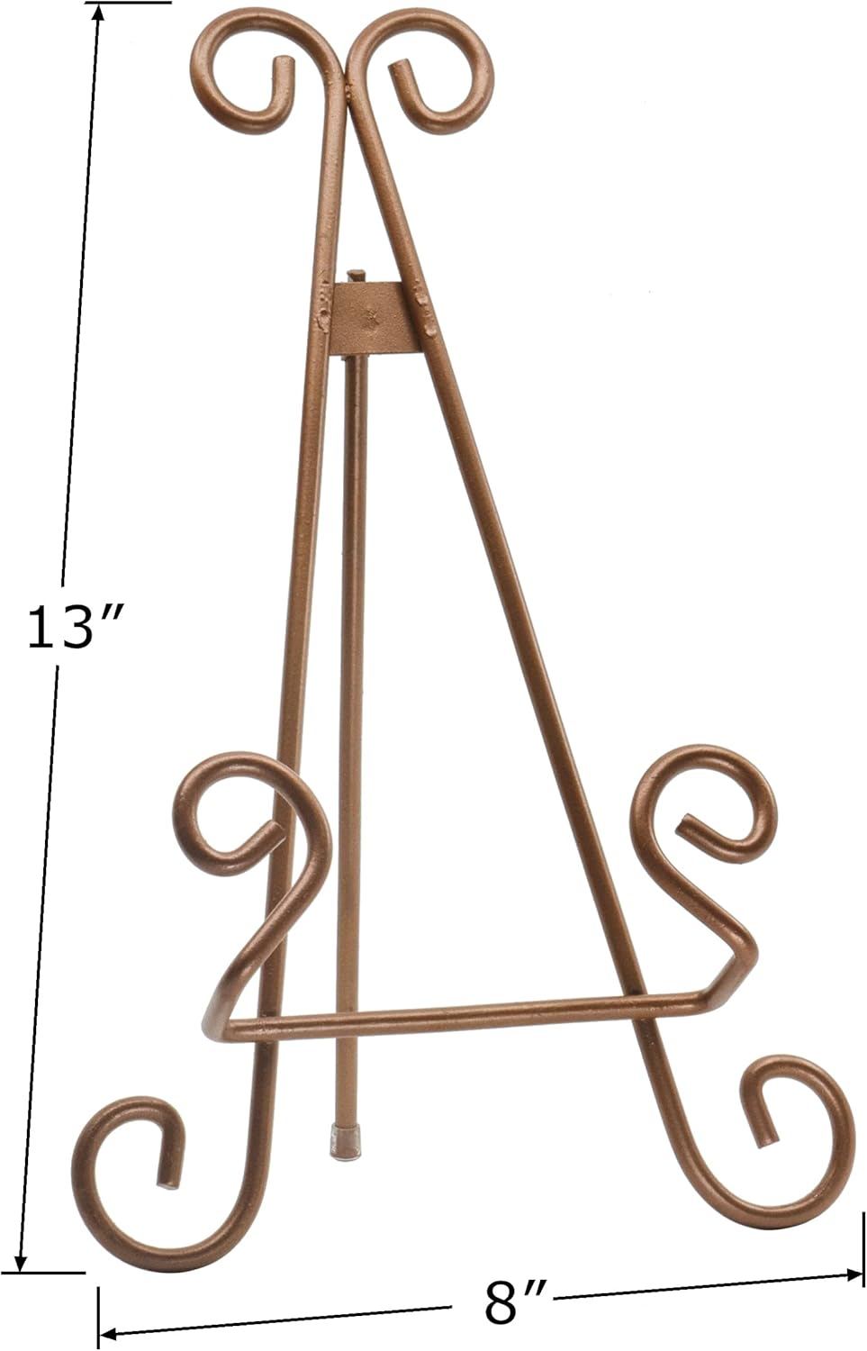 Red Co. Decorative Curved Plate Stand, Art Holder Easel in Copper Finish, 13"