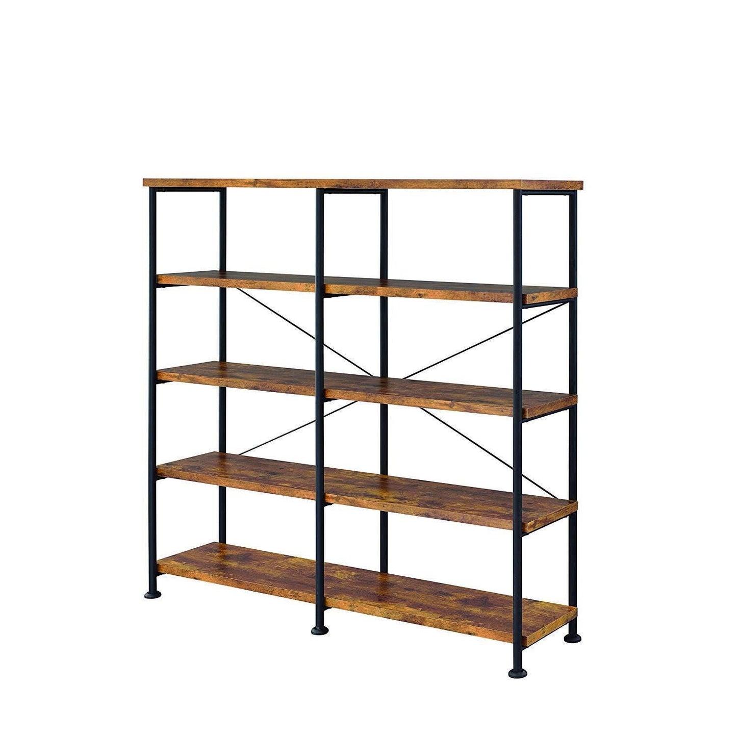 5-Tier Bookcase - Stylish Display Shelf for Home Decor & Books - Weathered Gray 4 Tier/Nutmeg & Black