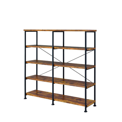 5-Tier Bookcase - Stylish Display Shelf for Home Decor & Books - Weathered Gray 4 Tier/Nutmeg & Black
