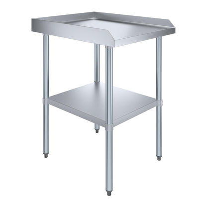 AmGood Commercial Work Table with Backsplash and Sidesplashes | NSF (Stainless Steel Table with Sideguards, 24" Long x 30" Deep)