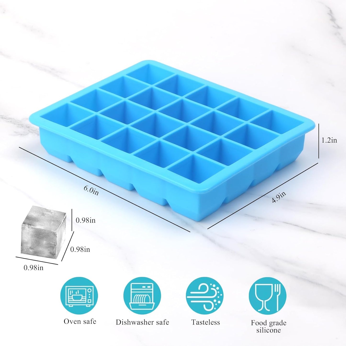 20 Section-0.5oz, 4 Pack) Food Grade Silicone Ice Cube Tray Food Container with Airtight Locking Lid, Perfect