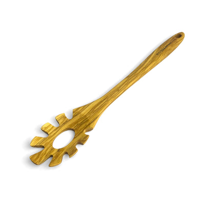 WONDERFUL 13.5 Inch Long Olive Wood Spaghetti and Pasta Server with Measurer, Ideal Spaghetti Server, Pasta Forks and Ladle