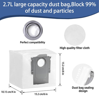 Replacement Accessories Kit Compatible with Roborock Q10 S5/Q10 S5+/Q10 X5/Q10 X5+ Robot Vacuum Cleaner Parts 2 Main Brush 4 HEPA Filters 6 mop Pads 6 dust Bags 6 Side Brush