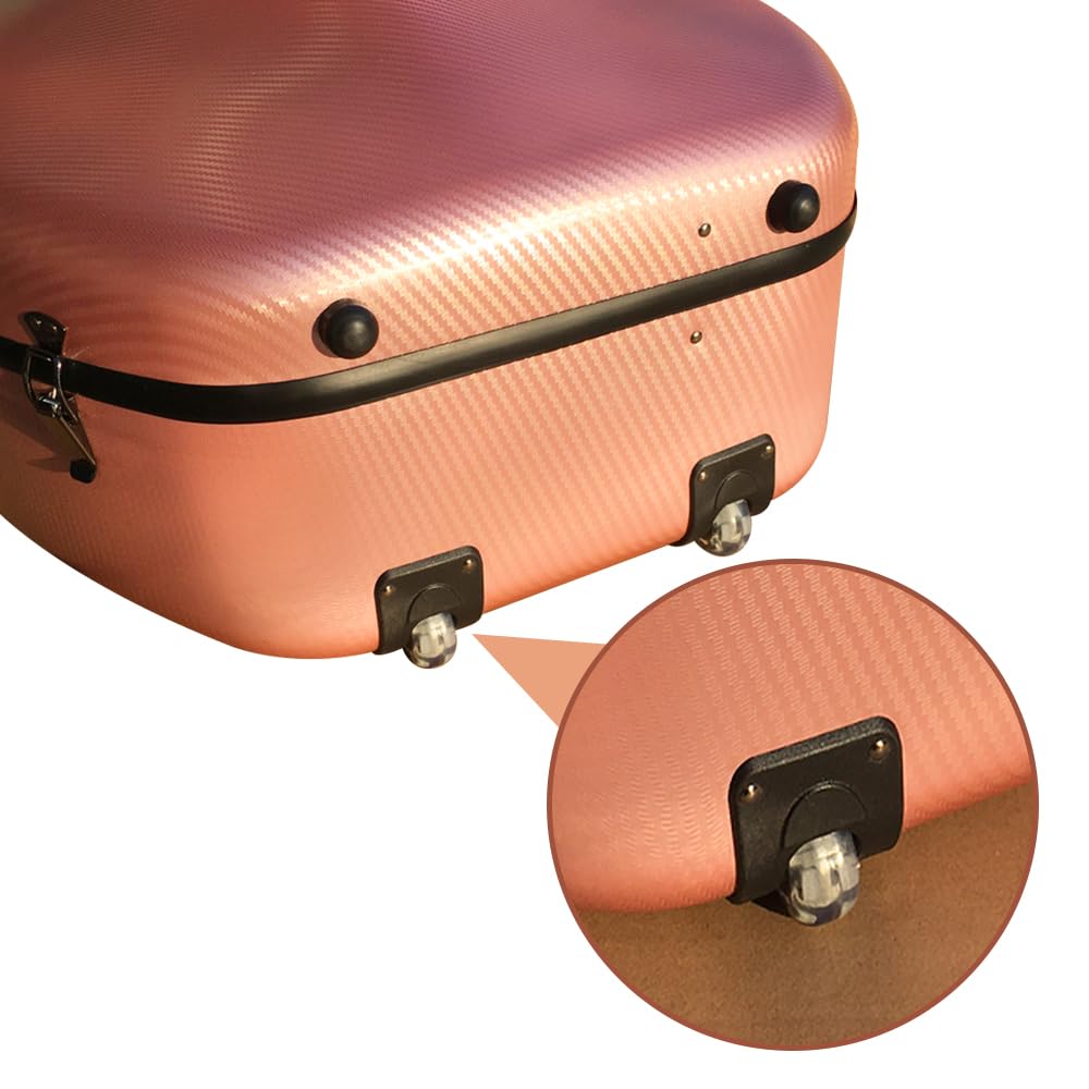 YoungMonic Braided Carbon Fiber 4/4 Cello Case with Handle Backpack Straps & Wheels Hard Shell Protective Case for 4/4 Full Size Cello for Travel & Storage Solution (Rosegold)