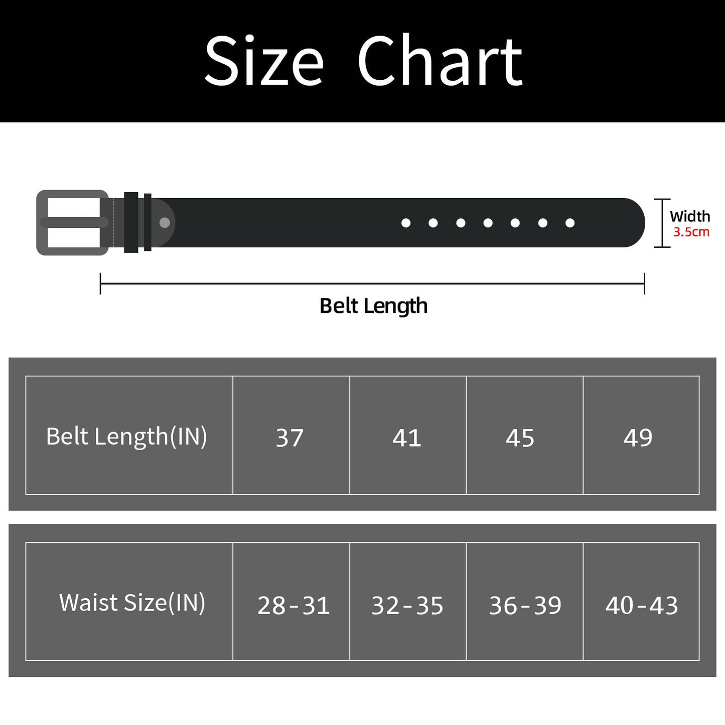maikun Mens Black Leather Belt, Casual Dress Belts For Men, Classic Design, Black Buckle Length 41''