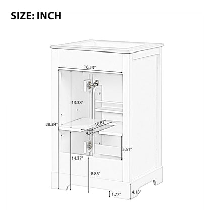 20" Small Bathroom Vanities Cabinet with Undermount Ceramic Sink, Two-Tier Door Storage Shelf, White