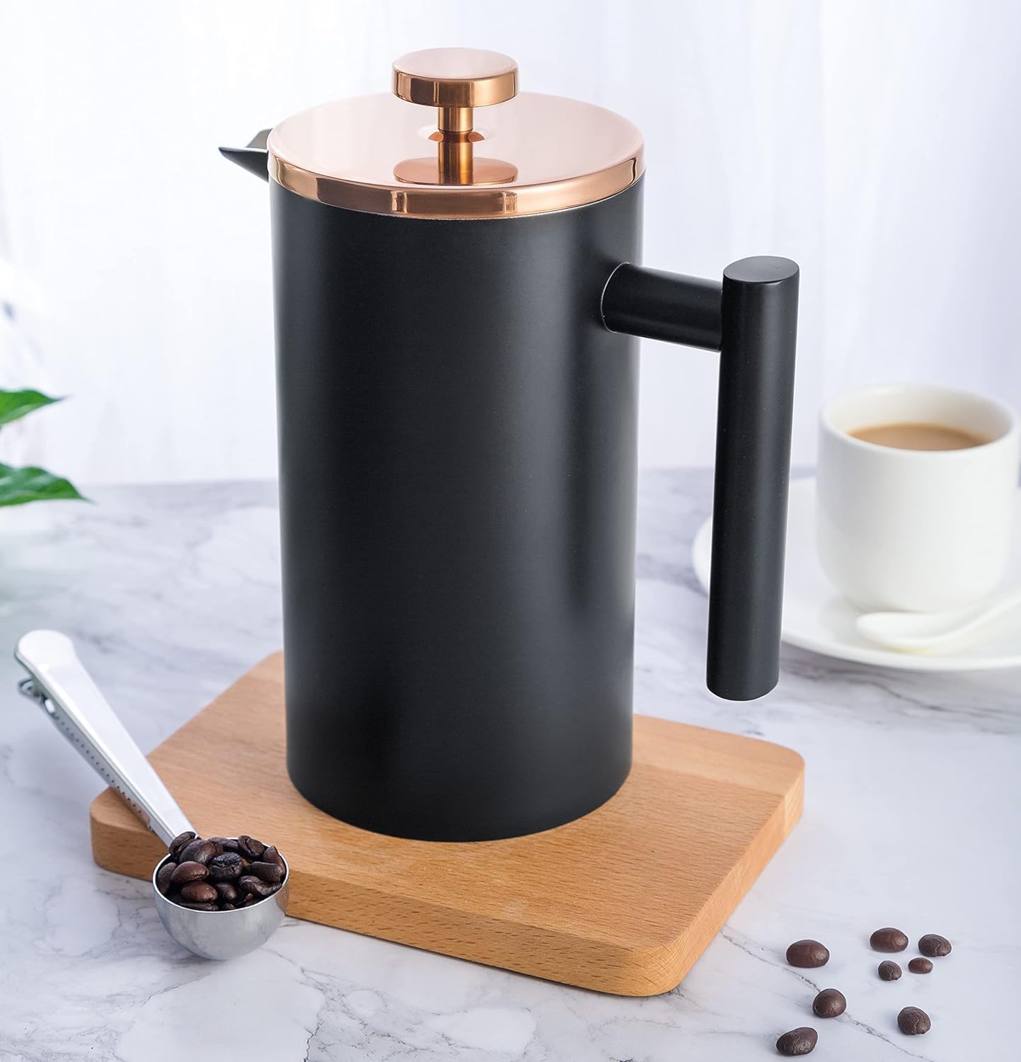 Miuly French Press Coffee Maker, 21Oz, Stainless Steel, 3 Level Filtration, Double Wall Insulated