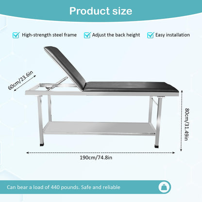 JJFFTAO Adjustable Exam Table，Doctor Bed with Folding Legs is Stable and Durable，Folding Medical Exam Table Holds 500 lbs for Clinical Examination 、Massage 、Spa Beds、Beauty