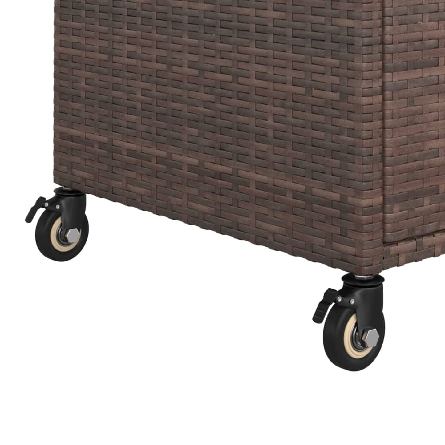 Gecheer Bar Cart with Drawer – Brown Poly Rattan Serving Trolley, 39.4 x 17.7 x 38.2 Inches, Weatherproof, Locking Casters, Sturdy Steel Frame