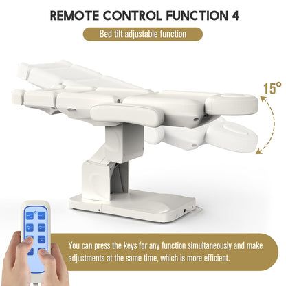 Dolonm 4 Motor Electric Chair/Bed, Aluminum Hydraulic System for Medical Treatment Exam, Facial, Spa, Eyelash, Tattoo, Podiatry Treatment Beauty Massage, Hand Remote Controlled Adjustable - White