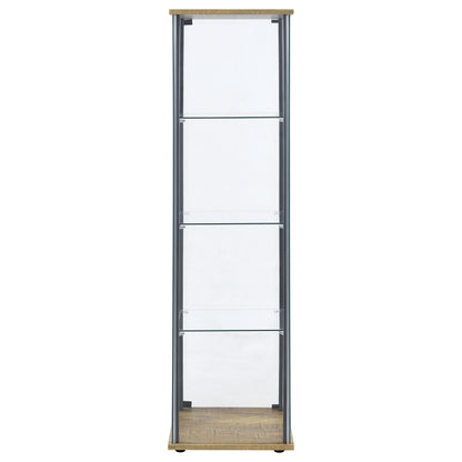 Coaster Home Furnishings - Bellatrix - Glass - 3-Shelf Curio Cabinet with Metal Frame, One Door, and Black Hardware - Living Room - 64-Inch - Mango - 950172MGO
