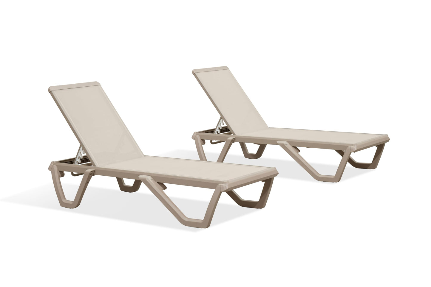 PURPLE LEAF Outdoor Chaise Lounge Chair Set of 2 Pool Lounge Chair with Champagne Aluminum Plastic Stackable Patio Lounge Chair for Poolside Sunbathing Beach Deck Yard, Beige