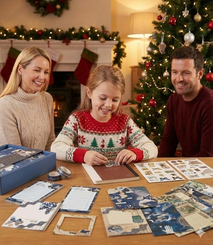 Vintage Scrapbook Journal Gift Set – Butterfly Garden Aesthetic Junk Journal Kit, 125 PCS Ephemera Pack with A6 Notebook, Stickers, Papers, Washi, Envelopes & Cards for DIY Art, Collage, Craft & Journaling (Butterfly)
