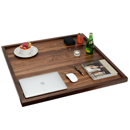 MAGIGO 32 x 32 Inches Extra Large Square Black Walnut Wood Ottoman Tray, Serve Tea, Coffee Classic 2.65 Feet Wooden Decorative Serving Tray