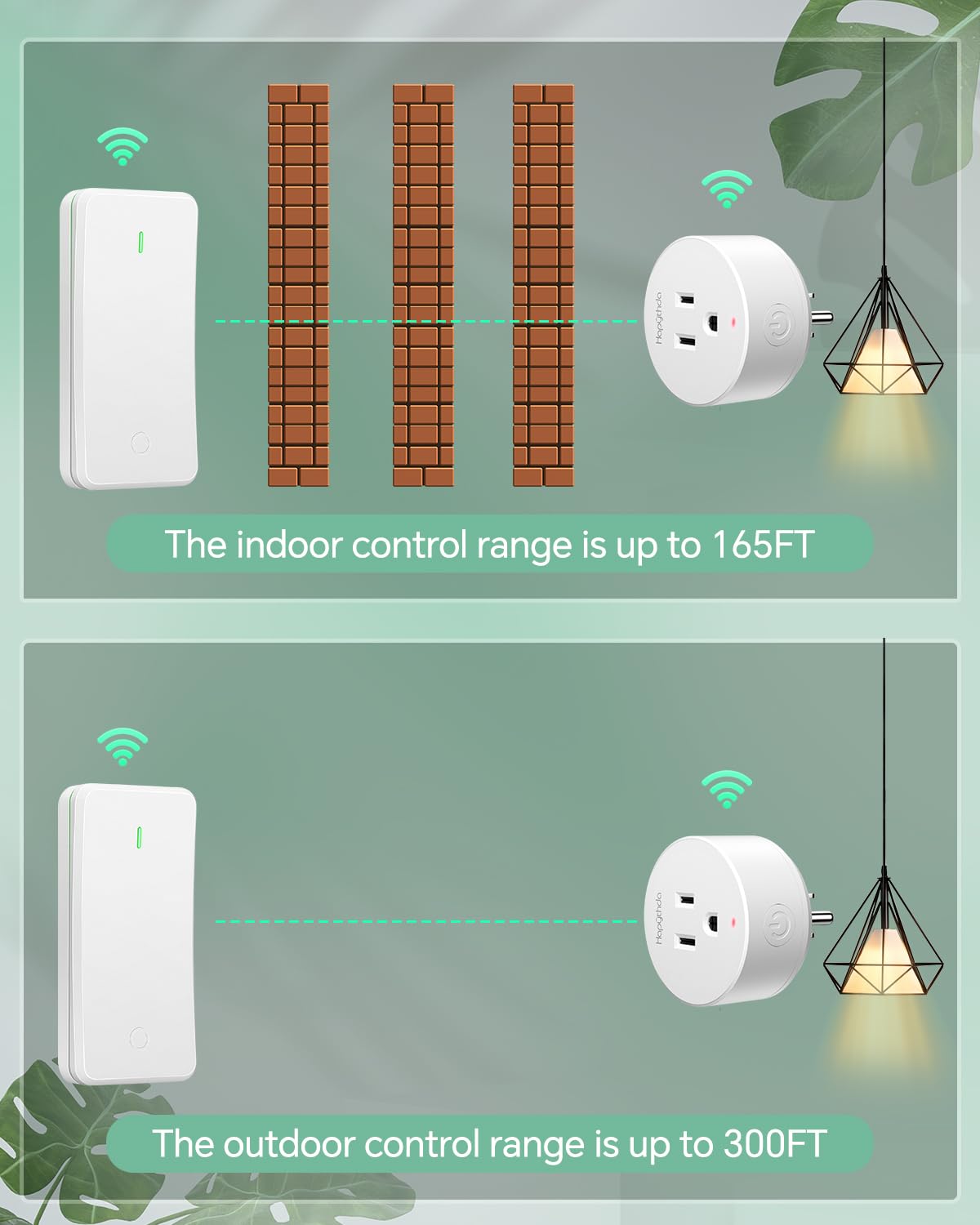 Remote Control Outlet, Buckle Design Removable Wireless Wall Mounted Light Switch, 300 ft 15A 1500W, No Wiring Electrical Remote Outlet for Appliance