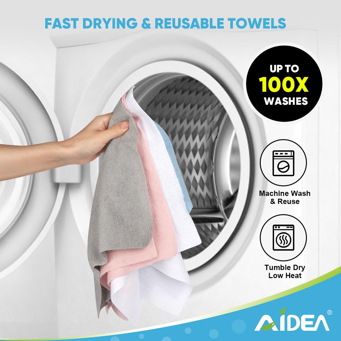 AIDEA Microfiber Cleaning Cloth Roll 165 Sheets(3 Roll), Tear Away Microfiber Towels, Reusable Paper Towels, Washable Shop Rags, Scratch Free, Absorbent Dish Rags for Car, Home, Shop, 11" x 9"