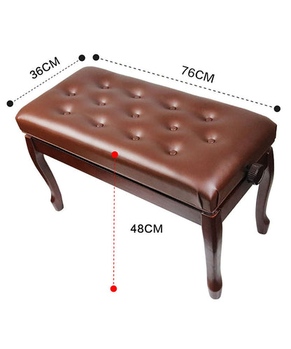 Dntum Premium Leather Piano Bench with Solid Wood Construction Keyboard Bench Vanity Stool for Piano Players 76 X 35 X 49Cm Black/Brown Color Options
