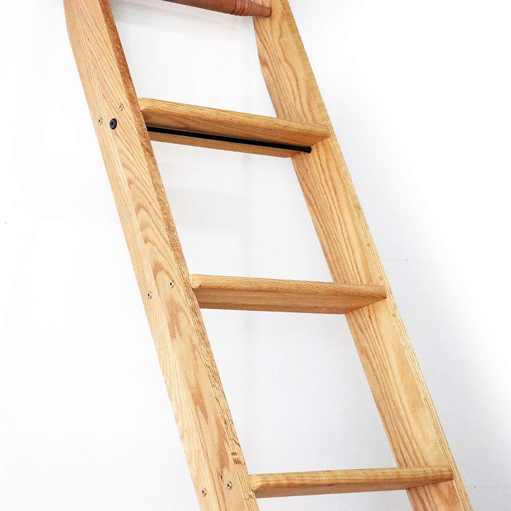 Quite Guide Library Ladder Kit Wooden Ladder 8 Foot 9 Foot 10 Foot Red Oak Unassembled (9 Foot)