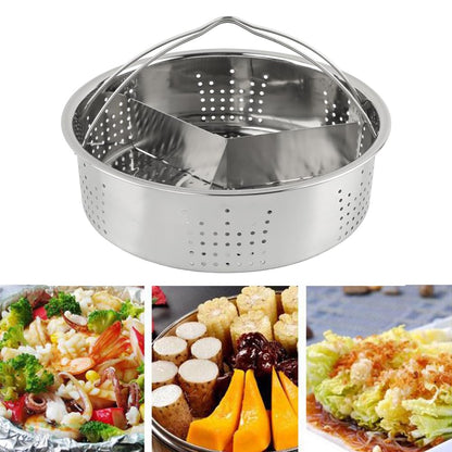 Stainless Steel Vegetable Steamer Basket, Insert Steaming Rack with Handle, Mesh Steaming Basket Holder Trio Separator Set for Pressure Cooking(SIZE:21 * 13cm)
