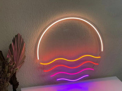 LED Decorative Lights USB Mountains Sunrise Sunset Led Neon Signs Home Decoration Wall Art Holiday Gift Brightness Adjustable 16.5''x11.8''