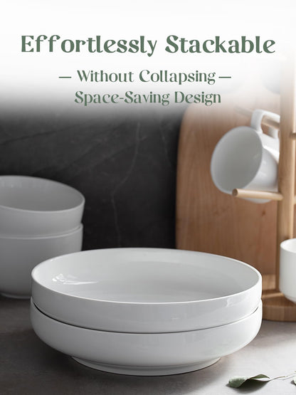 DOWAN Pasta Bowls, 65 oz Large Salad Bowls Set of 2, 10'' Serving Bowls for Wedding, Ceramic Shallow Bowl Plates, Serving Dishes for Entertaining, Microwave Dishwasher Safe