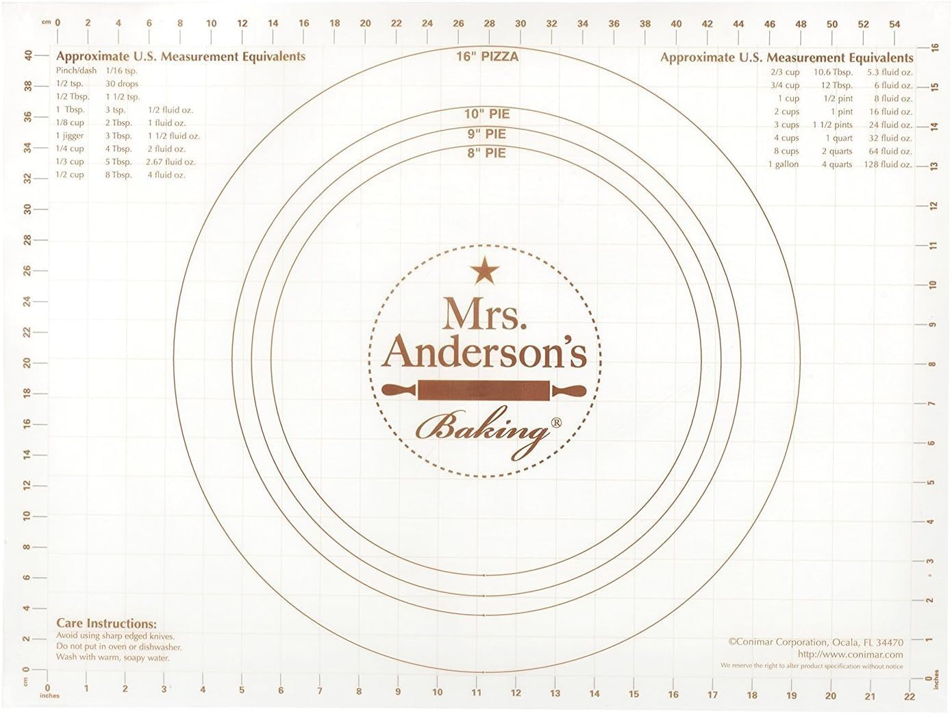 Mrs. Anderson's Baking Non-Slip Pastry Rolling Mat, 18-Inch by 24-Inch