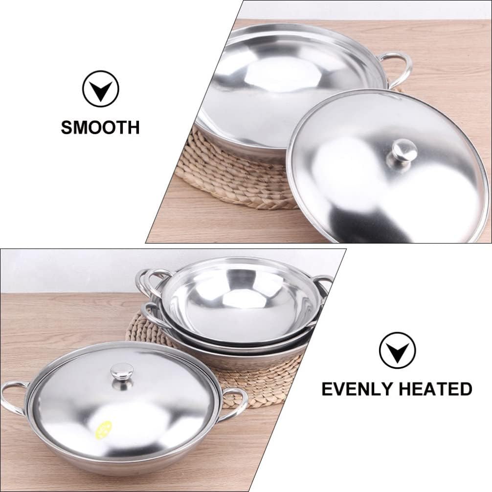 UPKOCH Stainless Steel Hot Pot Pan, 22cm Metal Shabu Shabu Hot Pot with Lid and Handle